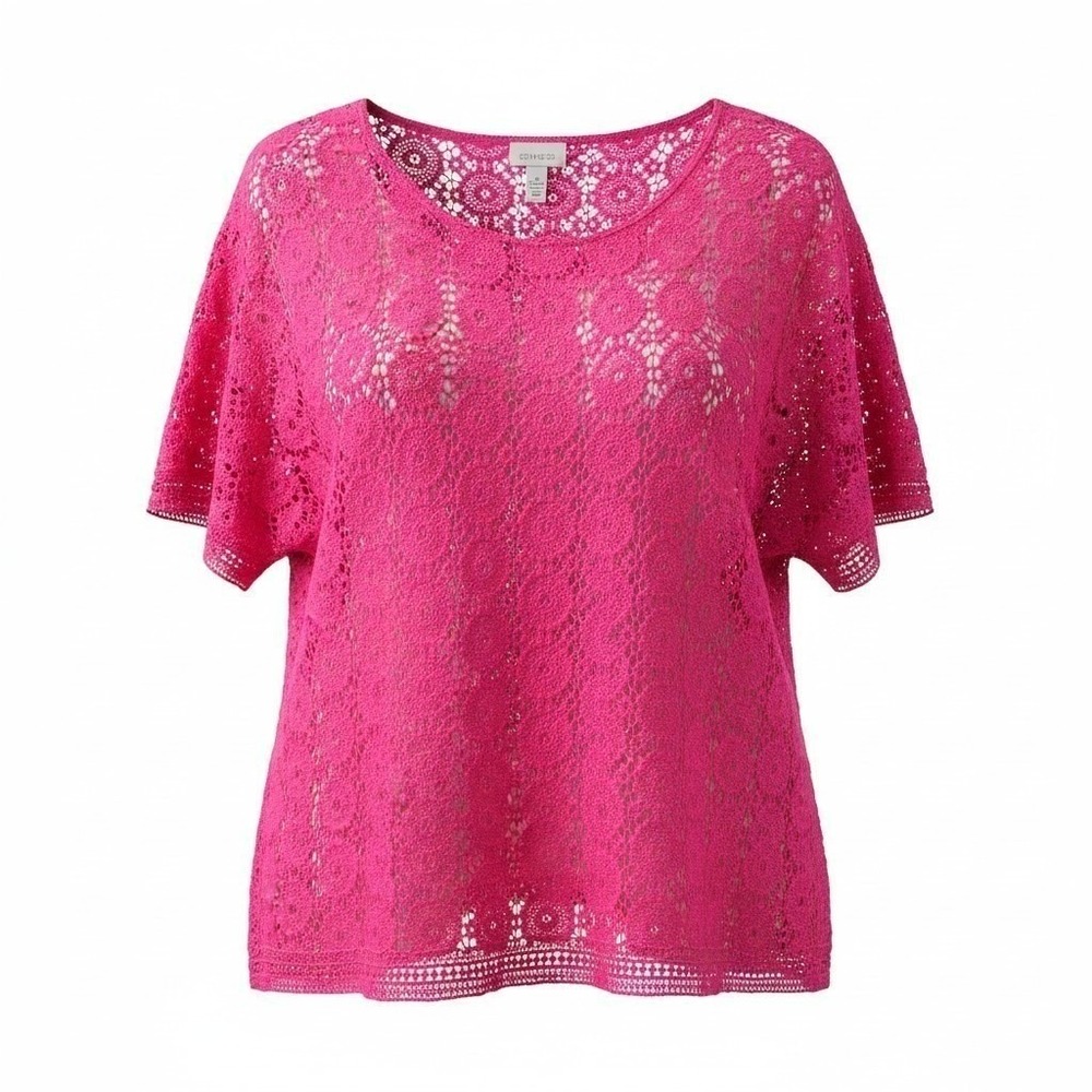 Chico's 2 L Fuchsia Lace Top 2-Piece Set w/‎ Tank